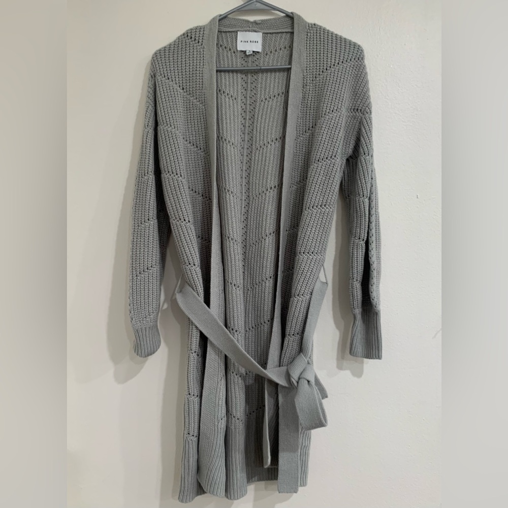 Pink Rose Soft Cozy Comfy Sage like Green Long Cardigan Women’s Size Small